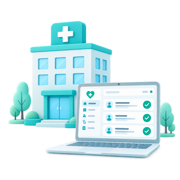 Illustration of a healthcare business and its operating systems