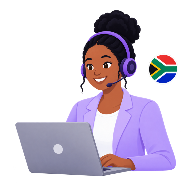 Illustration of a South African professional working from a laptop